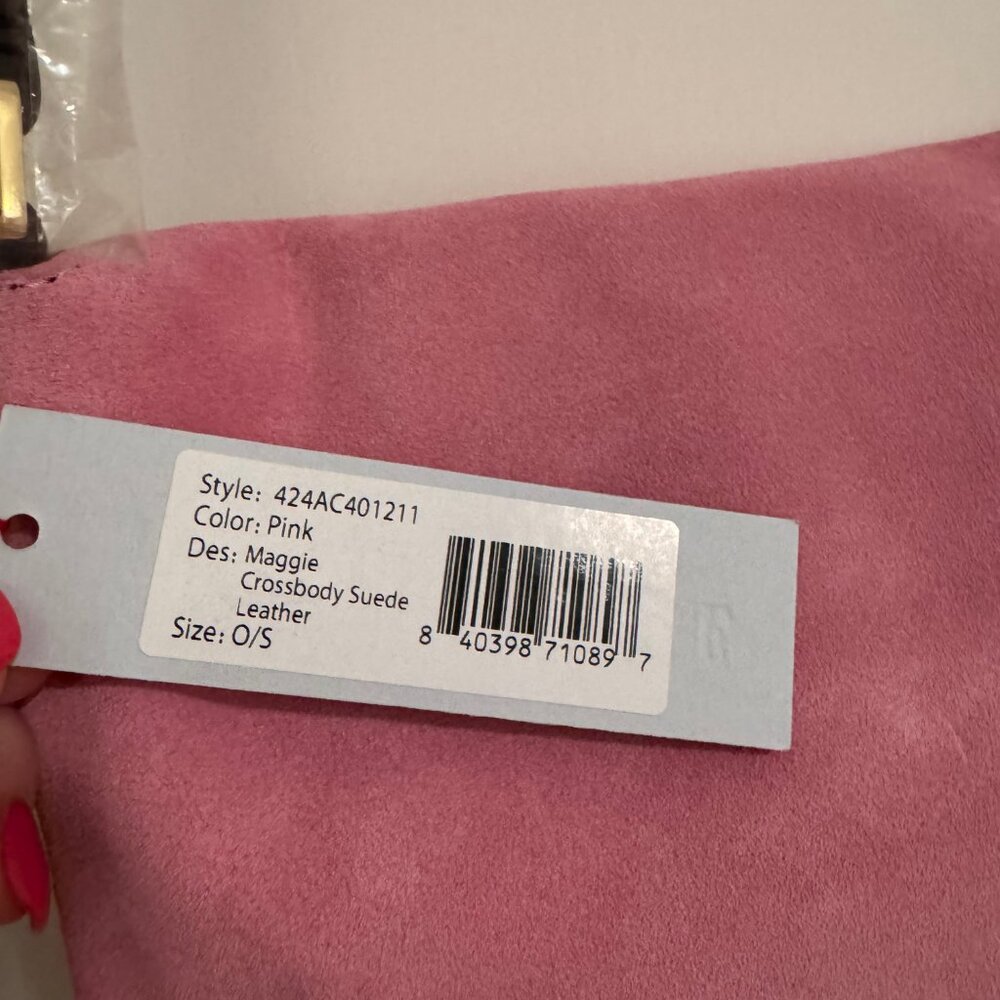 Frances Valentine Maggie Suede Crossbody Bag Pink - Picture 7 of 7